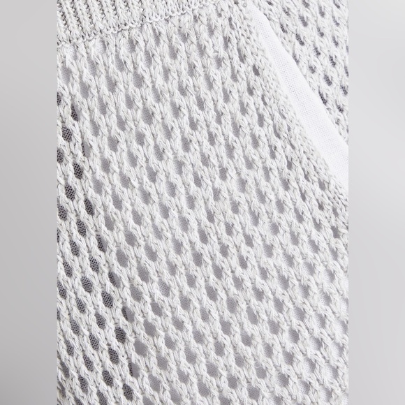 Monrow Cotton and modal-blend open-knit White to Off-White shorts. Size Small - Picture 4 of 8